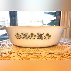 🌿🌼Vintage 70s Fire-King "Meadow Green" Casserole 🌿1.1/2 QUART USA🌼🌿Anchor Hock.